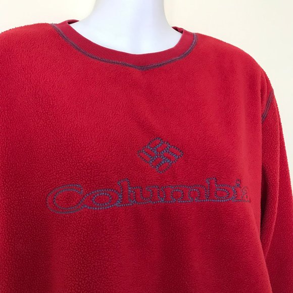 Columbia Embroidered Logo Fleece Pullover Sweater Vintage 90s Made in Canada - Picture 1 of 7